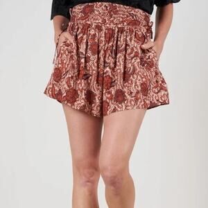 Ulla Johnson Zev Shorts in Brick Size 8